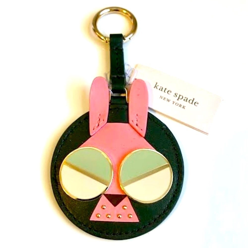 KATE SPADE New York Spademals Money Bunny Leather Dangle Keychain Key Holder NWT